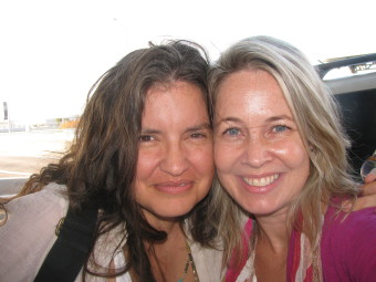 Renee and Jen having fun in Austin while recording of The Mother's Guide to Self-Renewal online class.