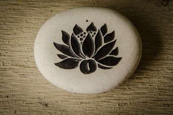 stone with lotus